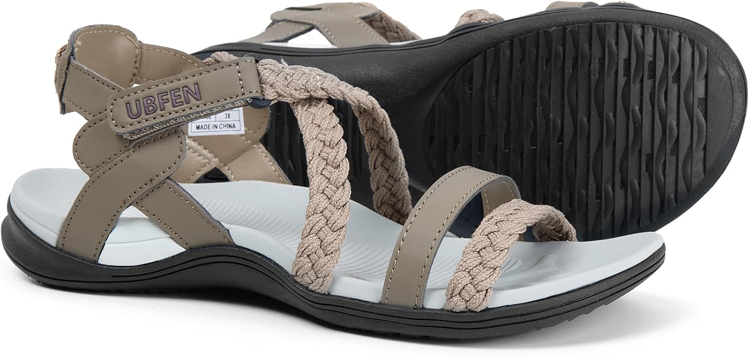 UBFEN Womens Hiking Sandals with Arch Support Comfortable for Walking Sport Water Summer Sandals