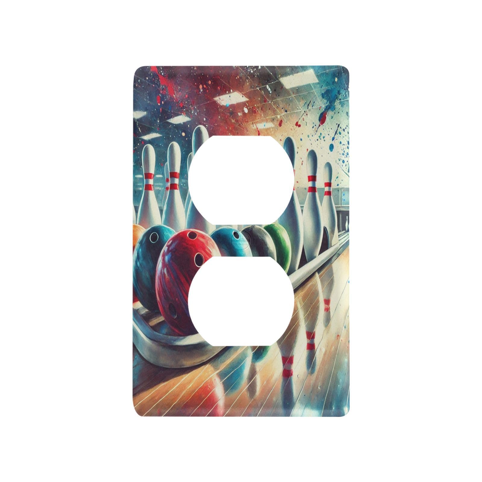 Bowling Colorful Balls Light Switch Cover Decorative Receptacle Outlet Wall Plate Guard Plastic Outlet Covers for Home Decor Room Office Bathroom (Duplex Outlets Cover)