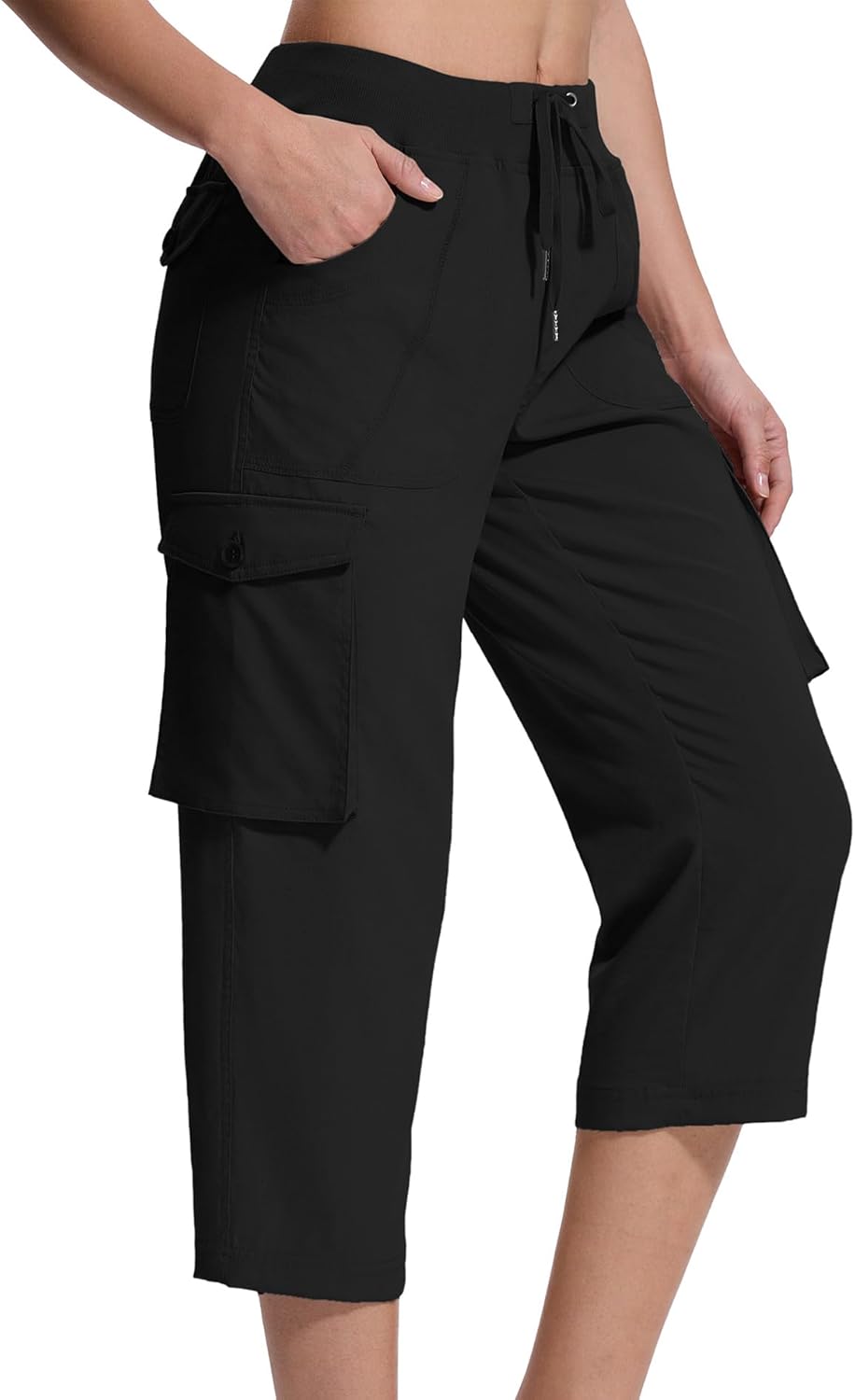 Women's Cargo Capris Pants,Quick Dry Stretch Hiking Pant with 6 Pockets for Travel Casual Outdoor Walking Camping - Image 2