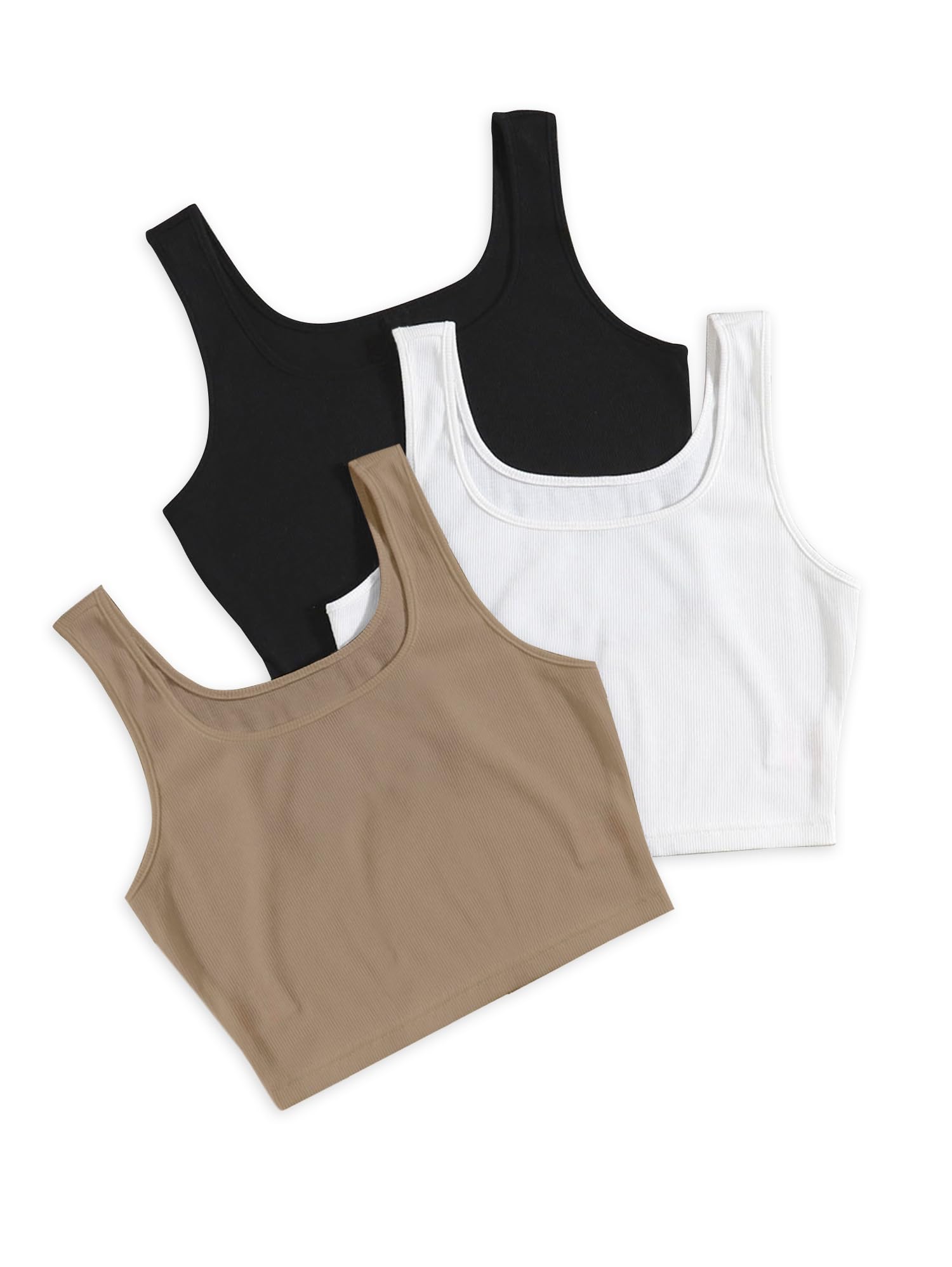 berry bird Women's Knitted Sleeveless Solid Sqaure Neck Ribbed Tank & Crop Tops (Pack of 3)-picture-14
