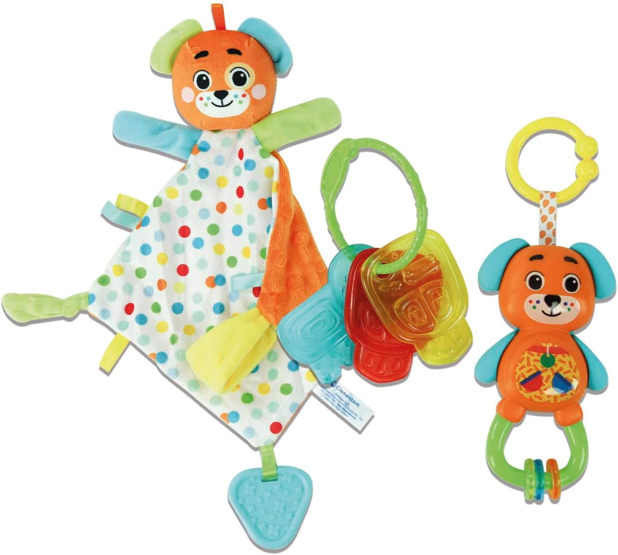 Clementoni- Baby Gift Set: Puppy Doudou, Chewy Keys & Rattle, Sensory Play for Newborns & Infants (0+ Months)