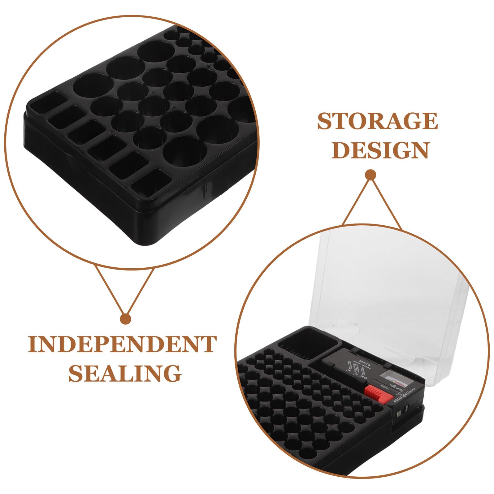 OUNONA Custodia Portabatterie in Plastica Tester Led, Organizzatore da Parete Compatto per Batterie Aa Aaa, Contenitore Portatile Salvaspazio per Uso Domestico e Viaggi