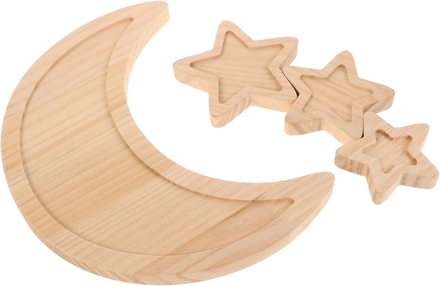 MAGICLULU 4pcs Wooden Moon and Decor for Nursery Handmade Room Art Lightweight Boho Charm Whimsical Decor for Girls Bedroom and Easy to Install