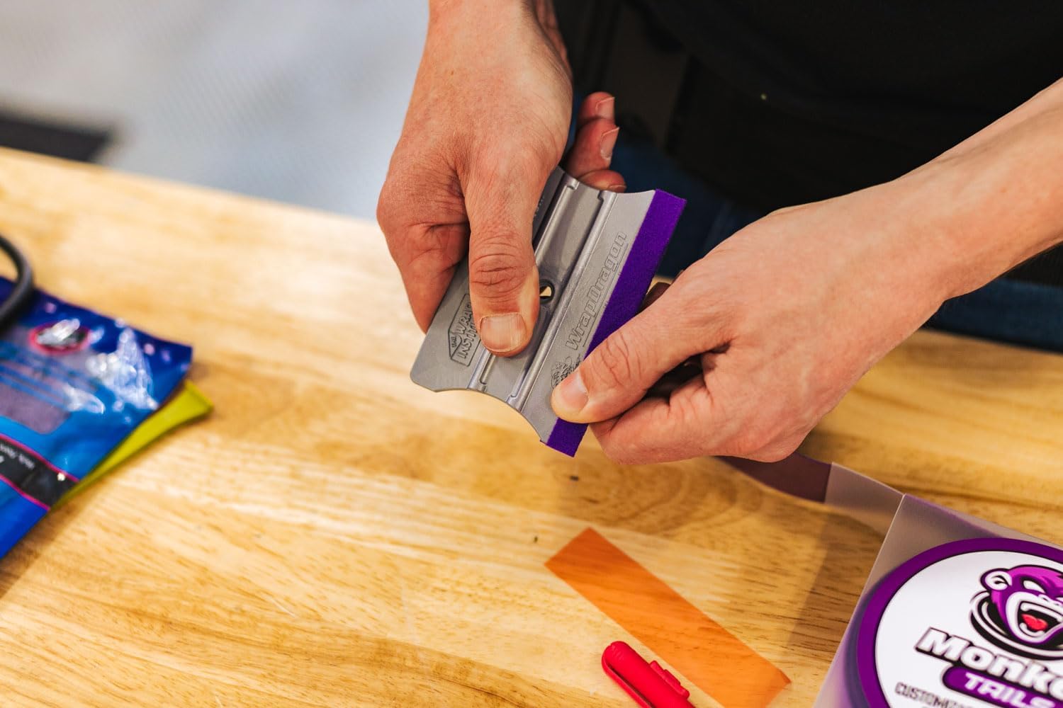 THE WRAP INSTITUTE - Monkey Tails – Customizable Uncut Wrap Squeegee Buffer; Apply Wrap Film; Soft & Durable, Use Wet or Dry, Ultra-Thin Edge, High Precision on Curves & Edges; Perfect Purple (1 Box)