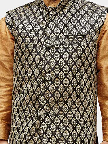 Image of JBN Creation Boys' Silk Blend Nehru Jacket || Banarasi Brocade Woven Jacquard Modi /Nehru Jacket || Ethnic Wear for Festivals, Weddings