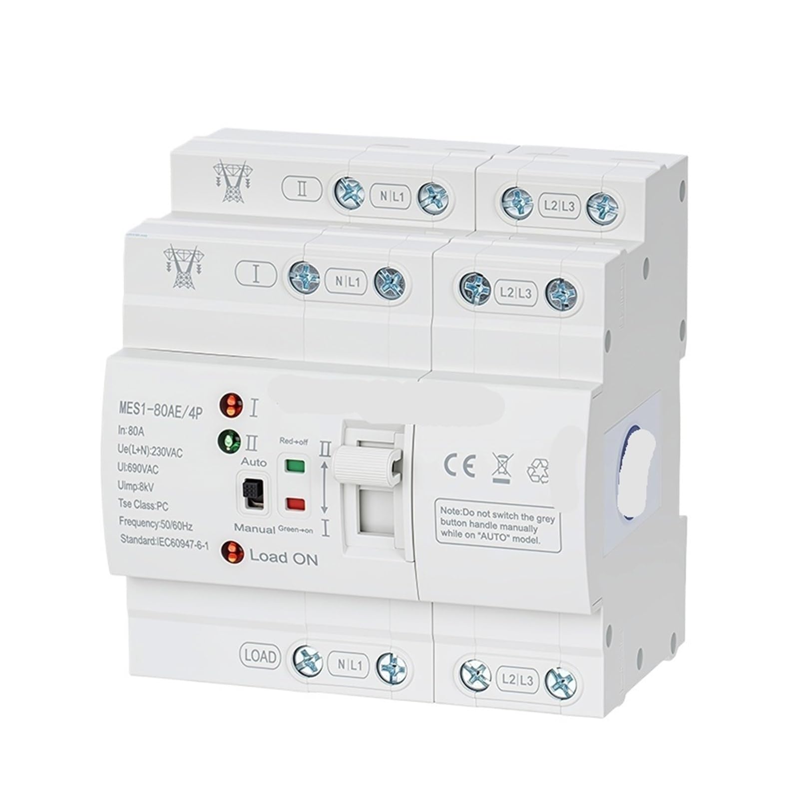 Interruptor de transferencia MES1-80AE 80A Doble potencia 220V, interruptores selectores eléctricos carril Din, disyuntor alimentación ininterrumpida(2)