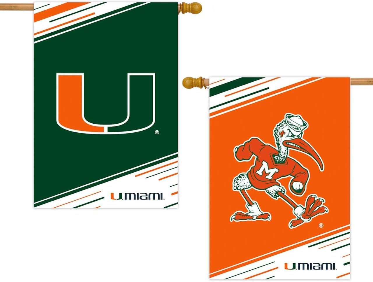 University of Miami NCAA Licensed Double-Sided House Flag 28" x 40" Briarwood Lane