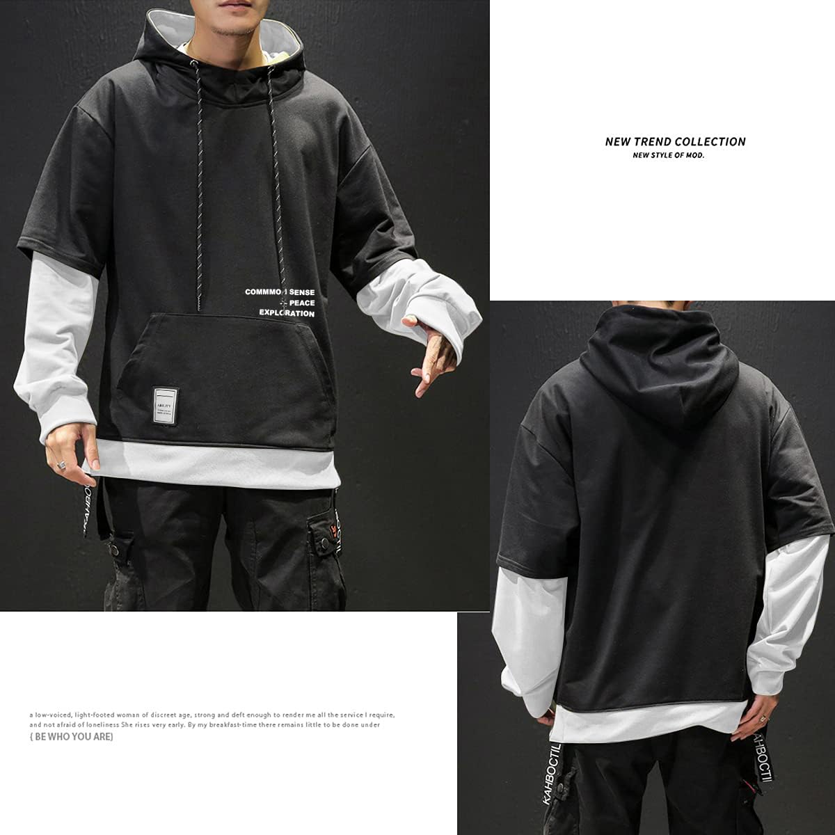 Moshtashio Felpa Uomo con Cappuccio Abbigliamento Felpe Manica Lunga Colori a Contrasto Hoodies Sweatshirt Pullover Tops Autunno Inverno Moda