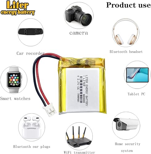 Miniatura 5 de Liter 3.7V 700mAh 803030 Lipo Batería recargable de iones de polímero de litio con conector JST 0.079 in