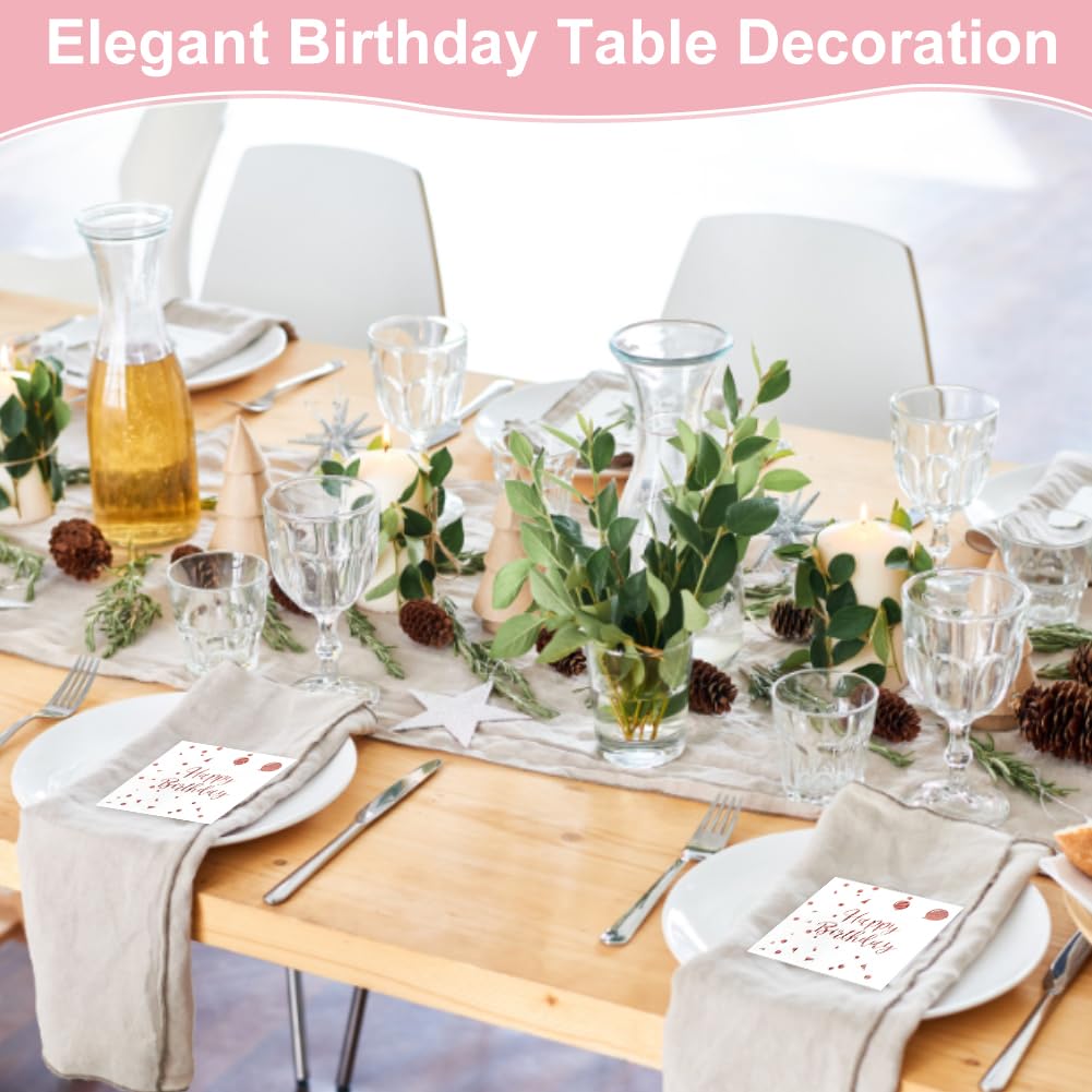 Geburtstagsparty-Set Mit Tischdecke & Servietten – Design „Happy Birthday“ In Schwarz/Rosa, Inkl. 16 Servietten