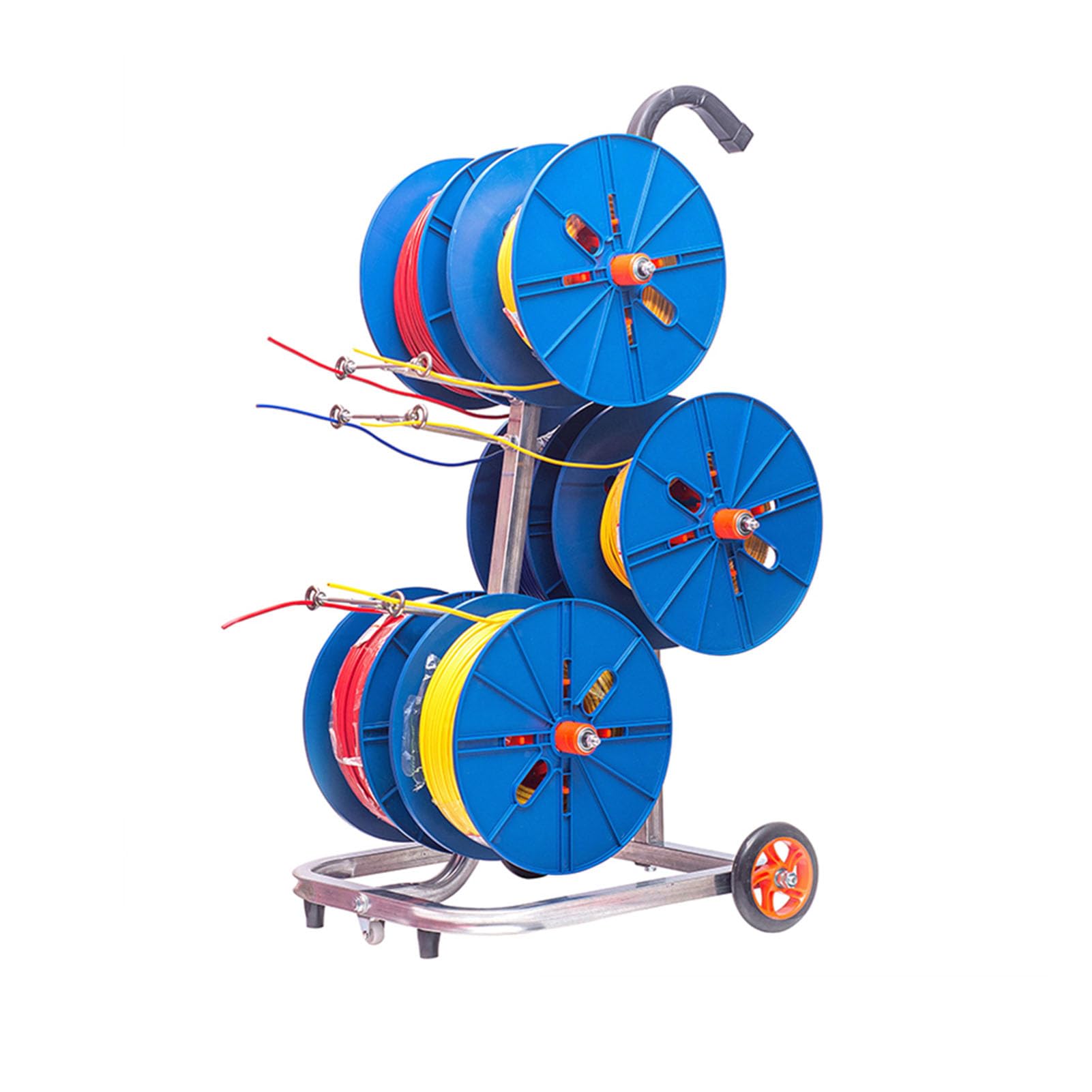 Chariot porte-bobines robuste pour simplifier les installations électriques sur chantier