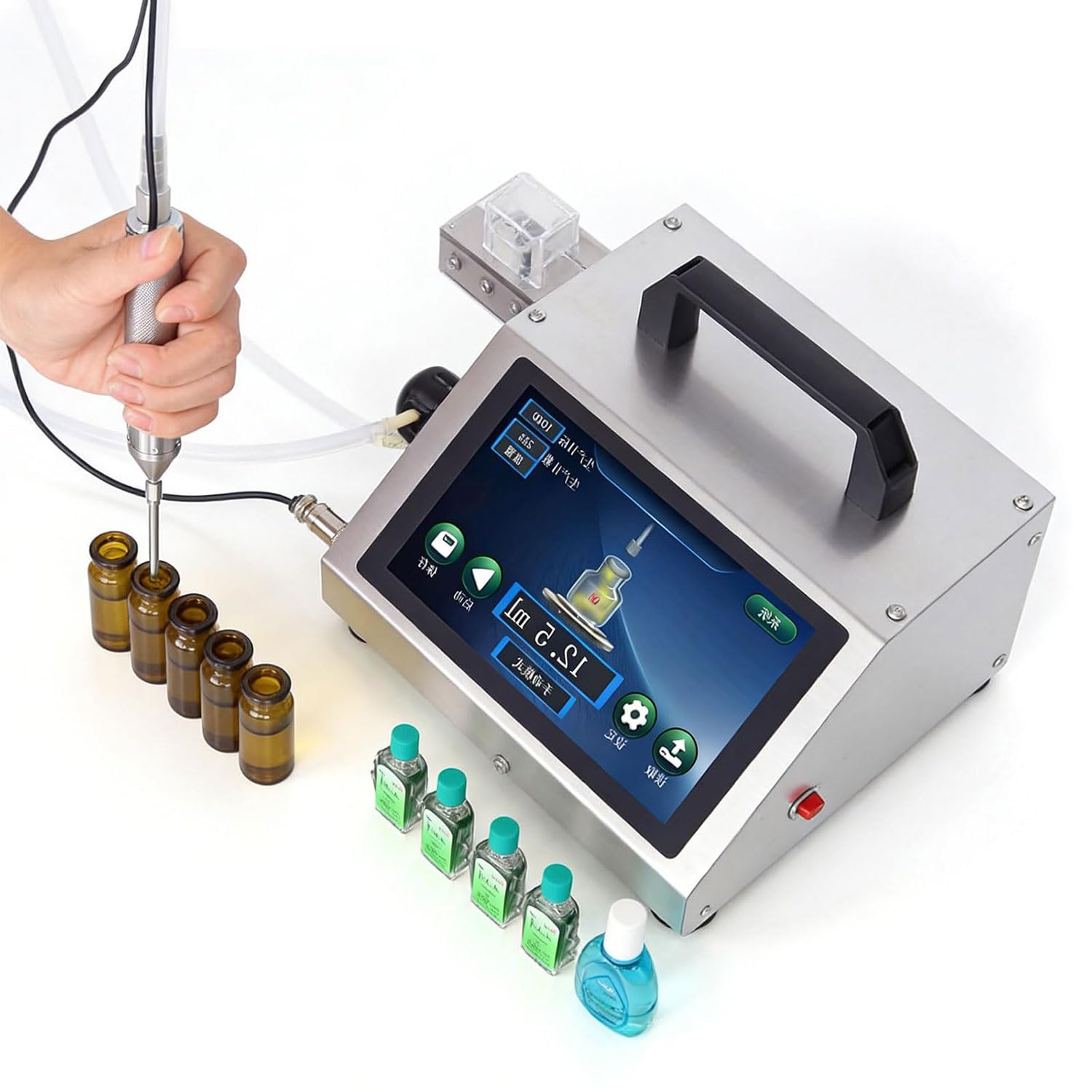 Riempitrice automatica per bottiglie con pannello touch, design in acciaio inossidabile per oli essenziali, profumi e miele, ideale per aziende domestiche e piccoli produttori