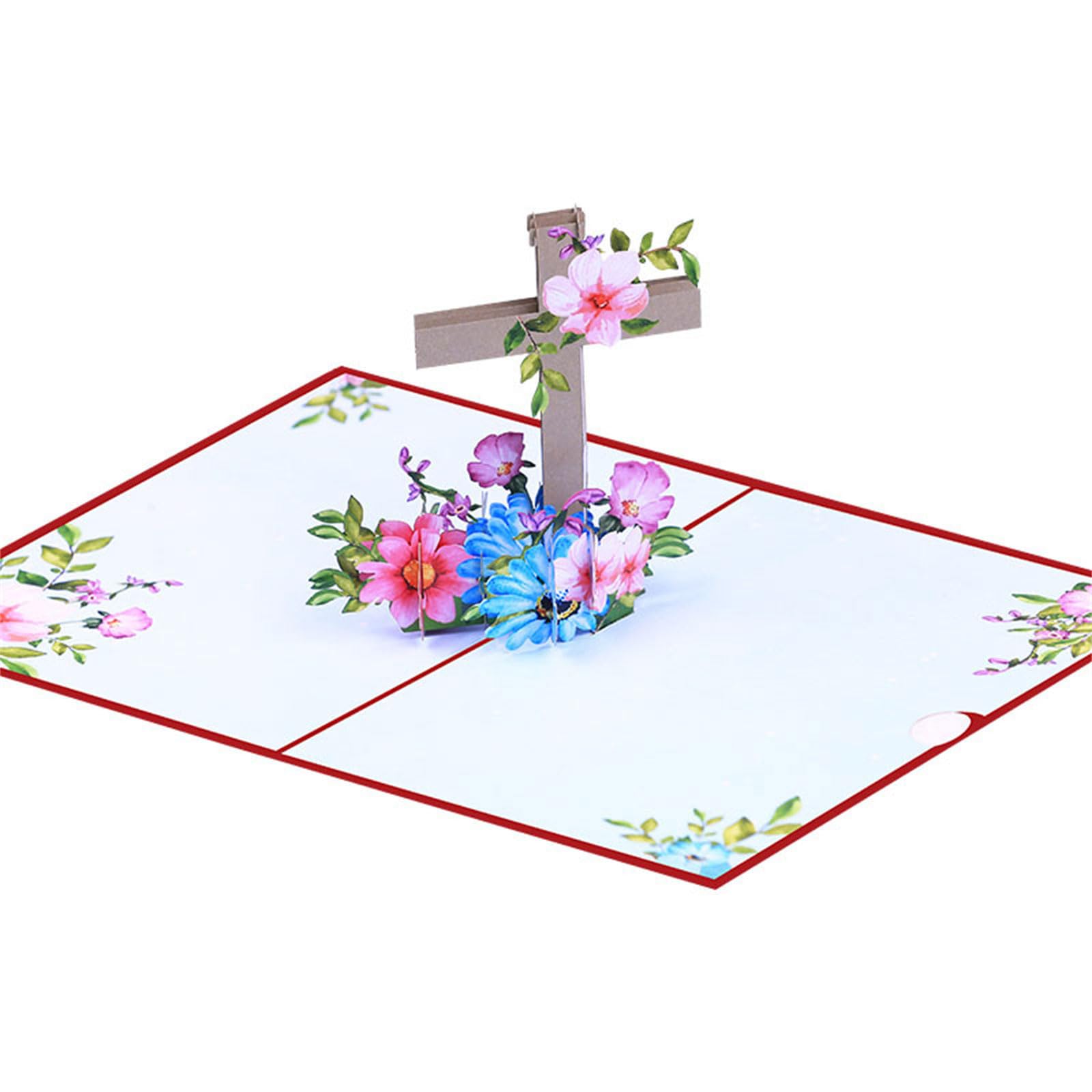 Kalttoy Religious Crosses Easters Card, 3D Popup Easters Card, Religious Sympancy, Condolence with Message Note Envelope Crosses