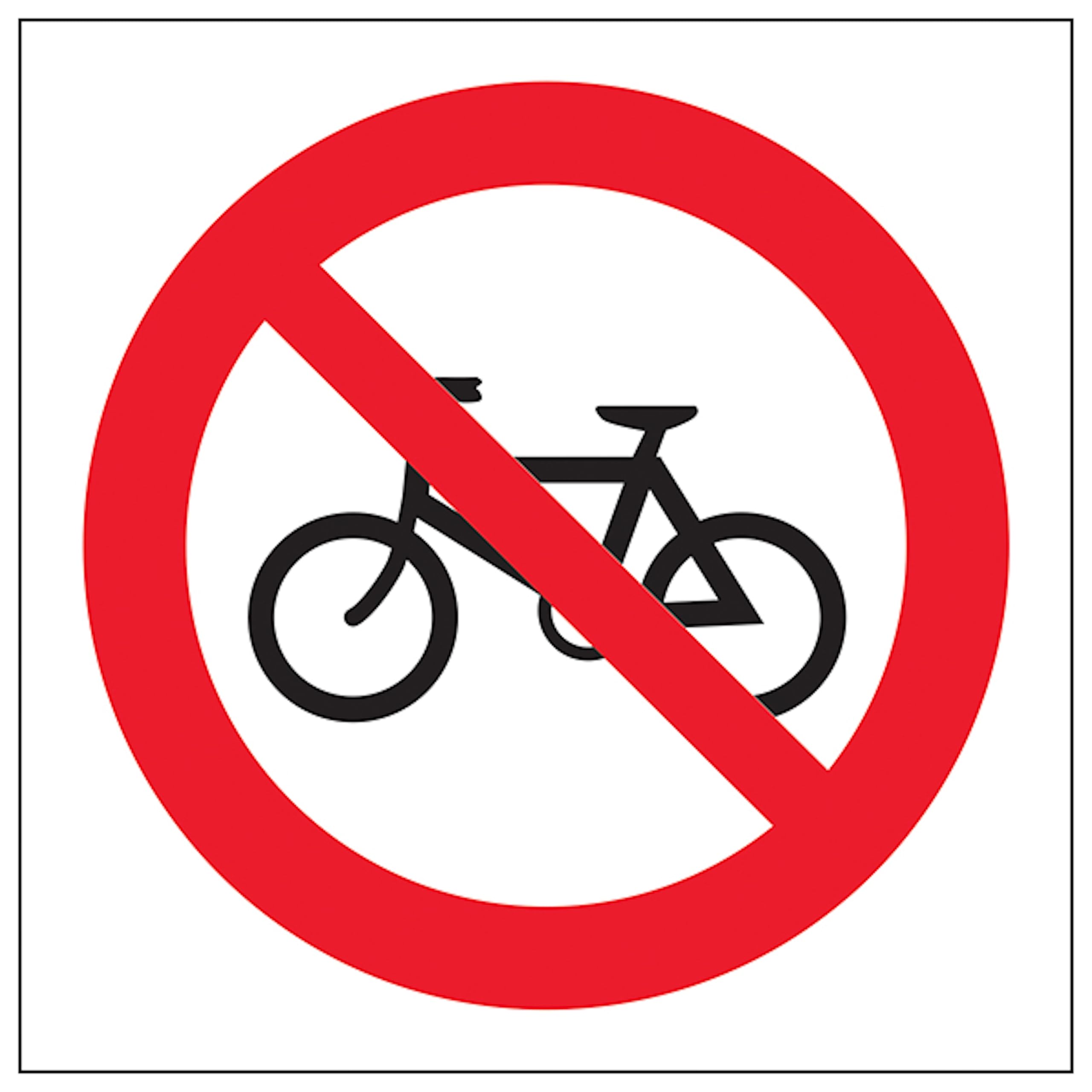 V Safety No Cycling Symbol 100 x 100 mm - Glow In The Dark 1mm Rigid Plastic Safety Sign