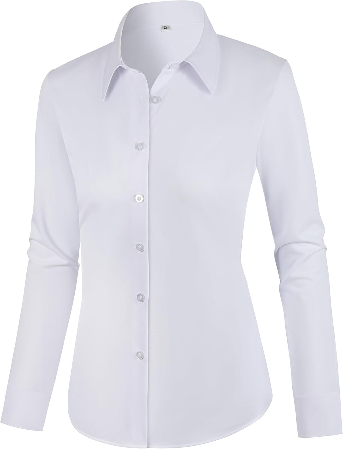 button down shirts for women long sleeve blouse regular fit work office tops business casual attire medium 00151_white