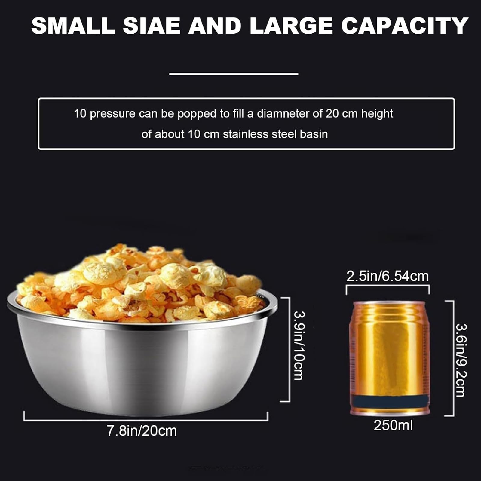 Nostalgische Retro Handgekröpfte Popcornkanone, Chinesische Hochdruck-Heißluft-Popcornmaschine mit Sicherheitsventil und komplettem Zubehör, geeignet für Outdoor-Camping und Spielen (218ml)