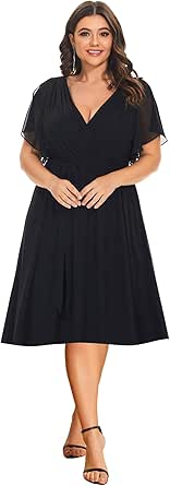 Emerson Doble Cuentas Tirante Gasa Vestido Con Escote En V Narciso Tallas Grandes main image 0
