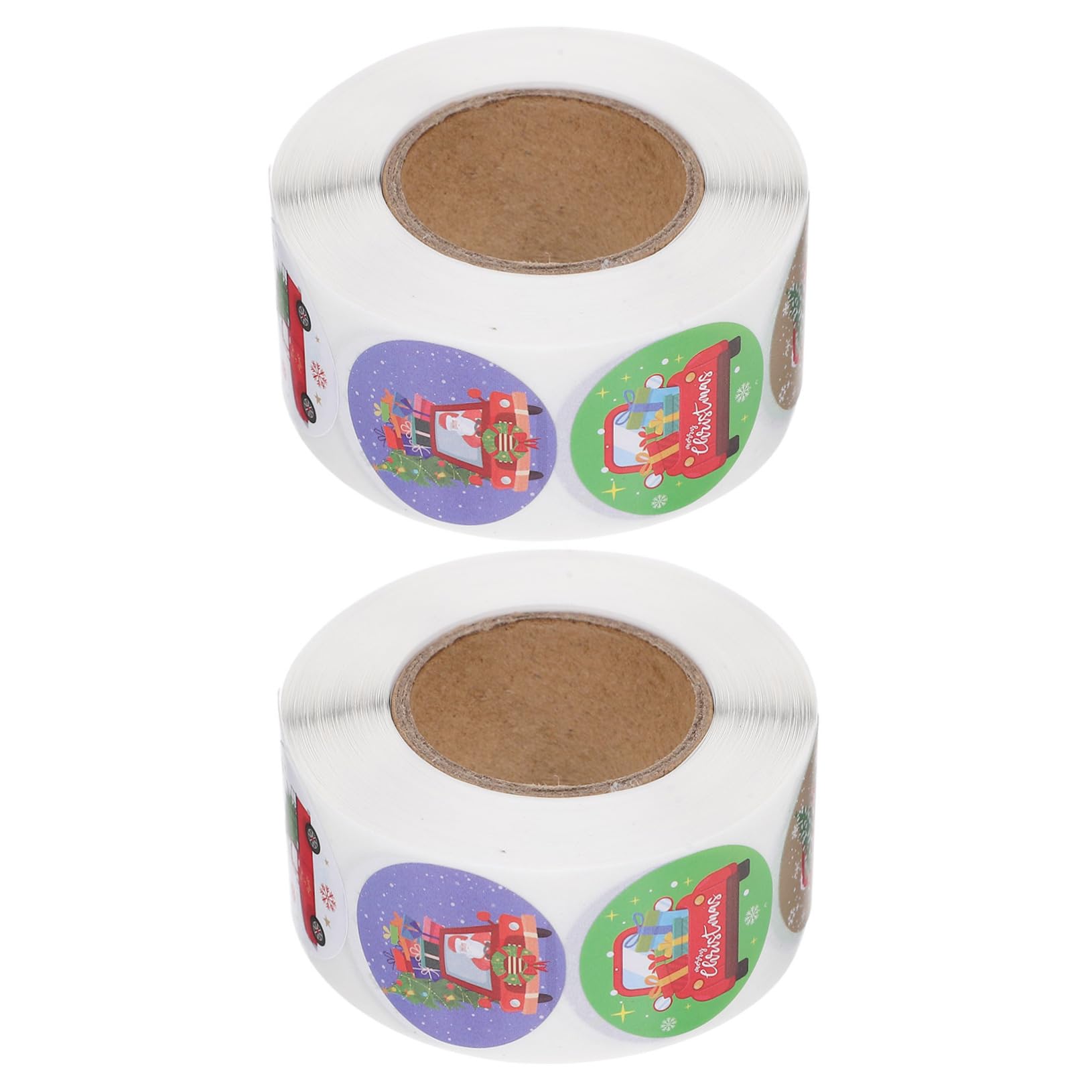 Tofficu 5 Sätze Weihnachtsgeschenkpapier Etiketten Weihnachtskarte Girlande Schild Schleife Süßigkeiten Ornamente Siegeletikett Packpapier Plätzchen Aufkleber 3 Rollen * 5
