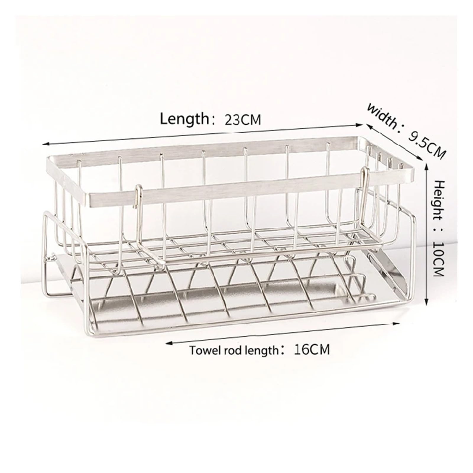 Genérico Strumenti for la pulizia del lavello Rack di stoccaggio Cucina Scarico multifunzionale in acciaio inossidabile for spugna detergente Organizer Rag Hanger(Steel-With Rod)