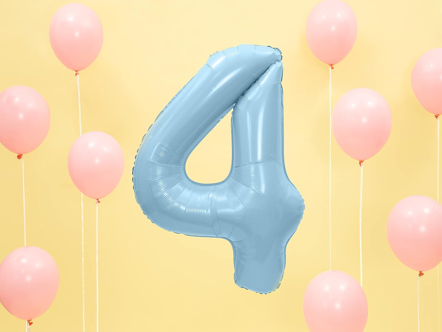 PartyDeco Foil Balloon Number 4 Inches in Light Blue 86 cm, Taille unique - Image 3