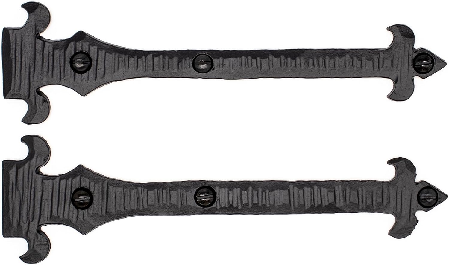 2 Pack 6 inch Faux Decorative Strap Hinge Black Decorative Strap Hinge Wrought Iron Strap Barn Door Strap Hinges Wrought Iron Hinges Shutter Hinges Nouvelle Fleur De Lis Series Borderland Rustic Hardw