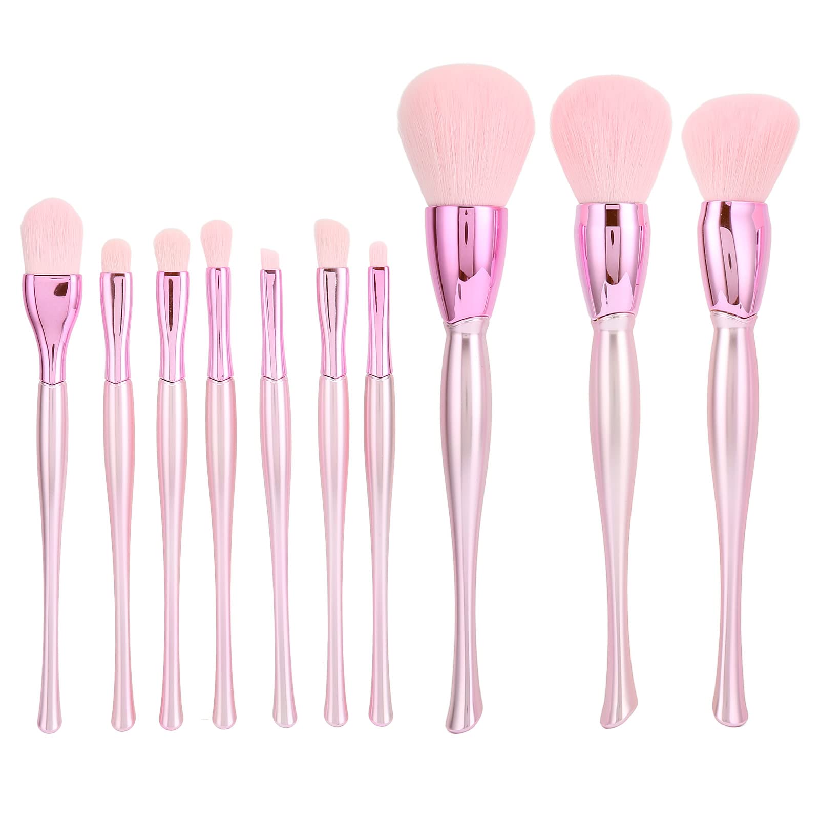 Set di 10 pennelli per trucco, setole morbide, impugnatura comoda, pennello per evidenziatore ombretto in polvere, rosa per uso professionale e trucco quotidiano realizzato in ABS