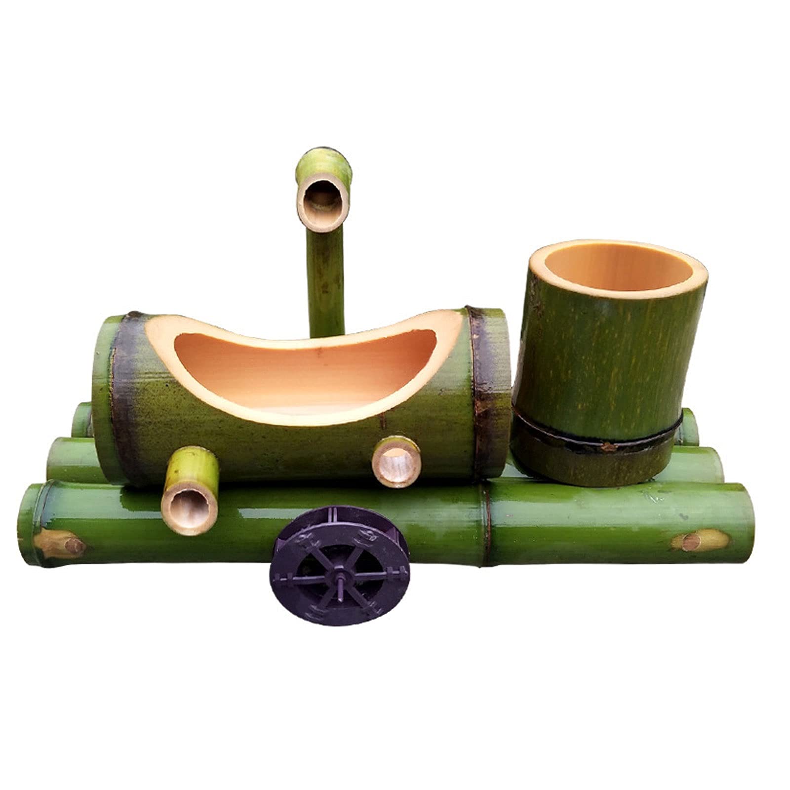Aioneer Bamboo Fountain Water Feature Bamboo Fountain Decor with Pump Waterfall Garden Decoration Outdoor Garden Sculptures Statues (Green 45cm)