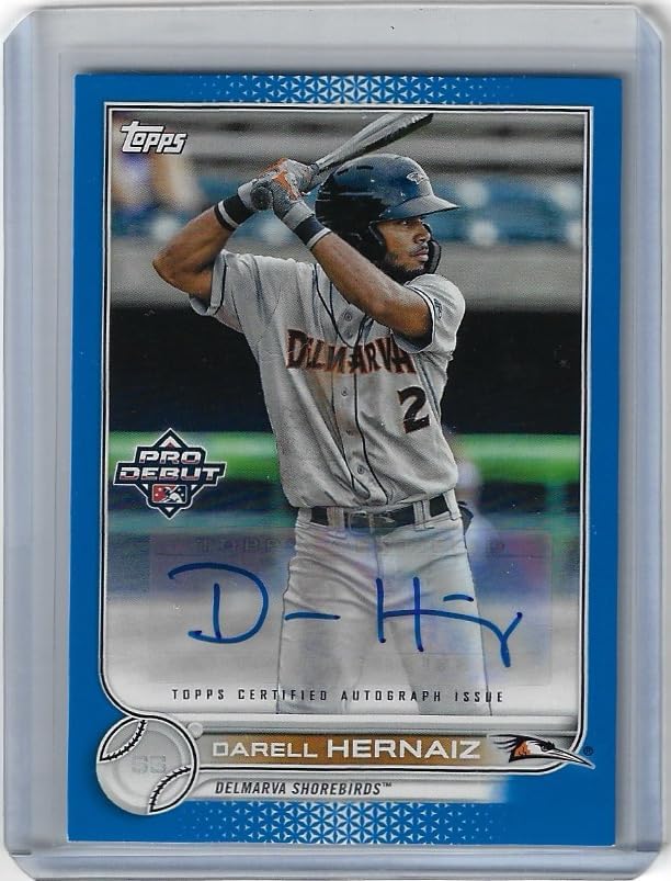 Darell Hernaiz Autographed & Serial Numbered #016/150 Blue Parallel Minor League Collectible Baseball Card - 2022 Topps Pro Debut Baseball Card #PD-10 (Athletics)