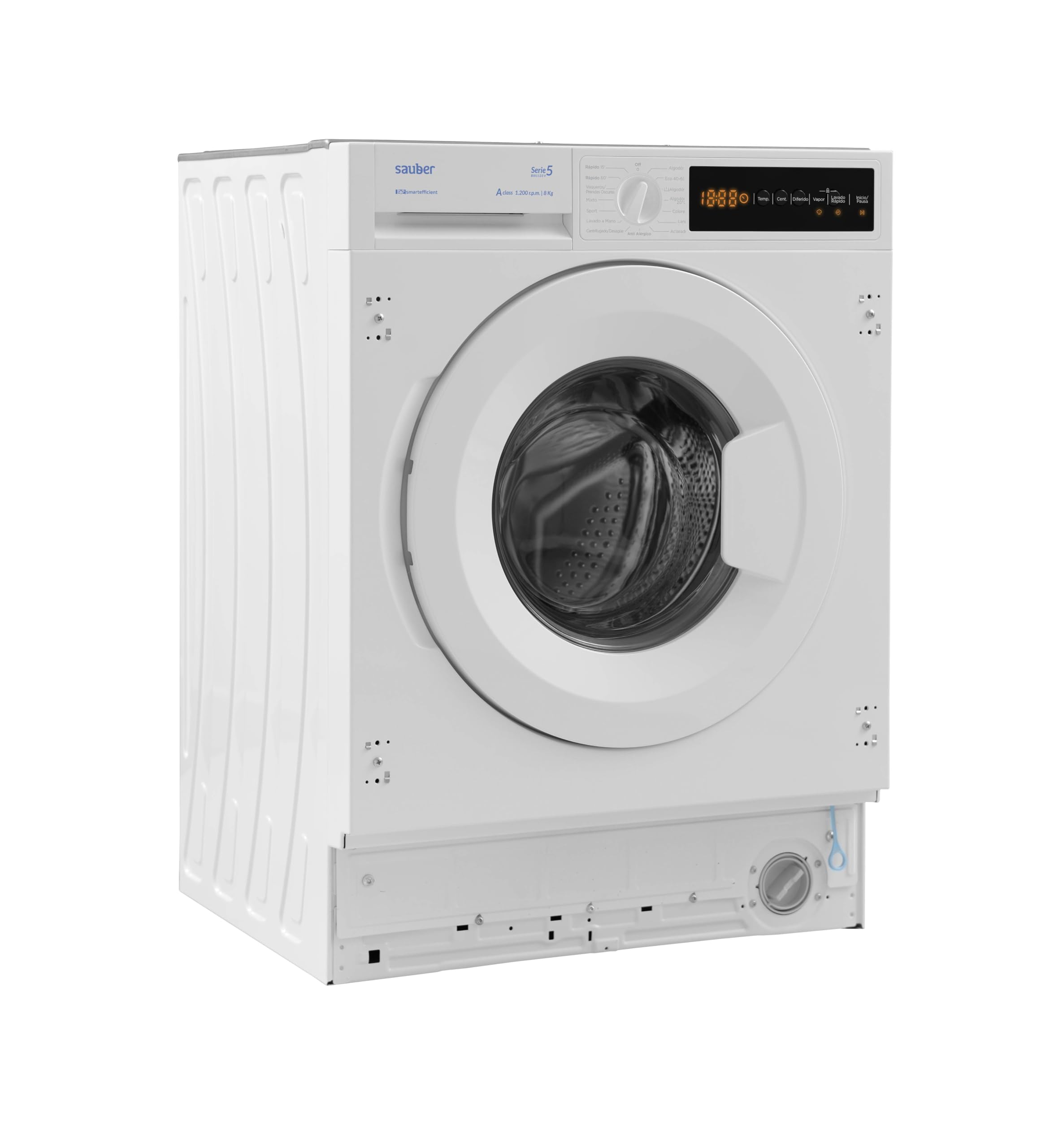 Sauber - Lavadora de carga frontal PANELABLE- MOTOR INVERTER SERIE 5-BI81123-8 kg - 1200 RPM - A - Programa Extra Rápido 15 minutos - Media Carga Avanzada - INSTALACIÓN INCLUIDA