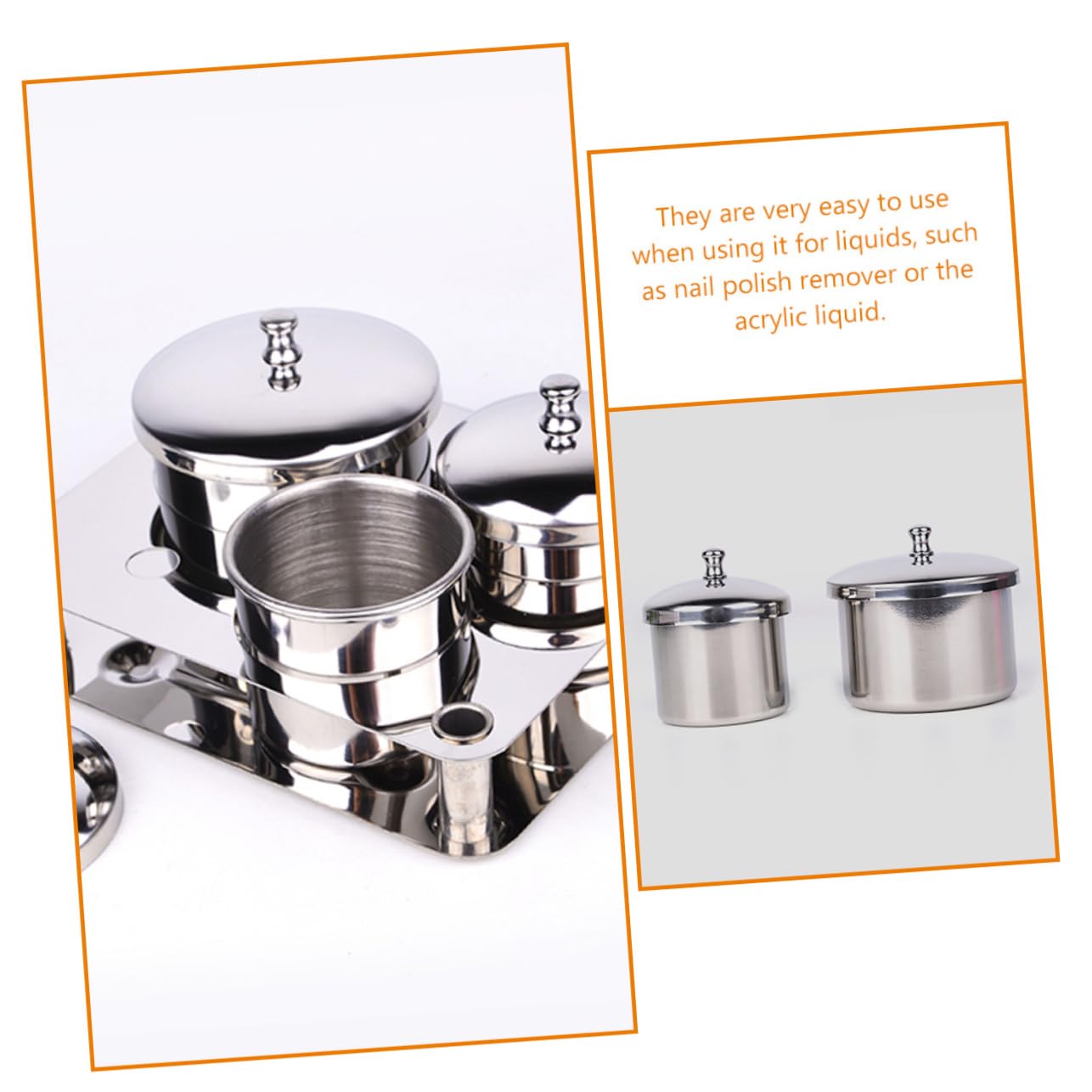 Stainless Steel Manicure Cups Nail Art Bowls with Thick Base for Mixing Polish and Powder Multi Function Female Nail Supply Container