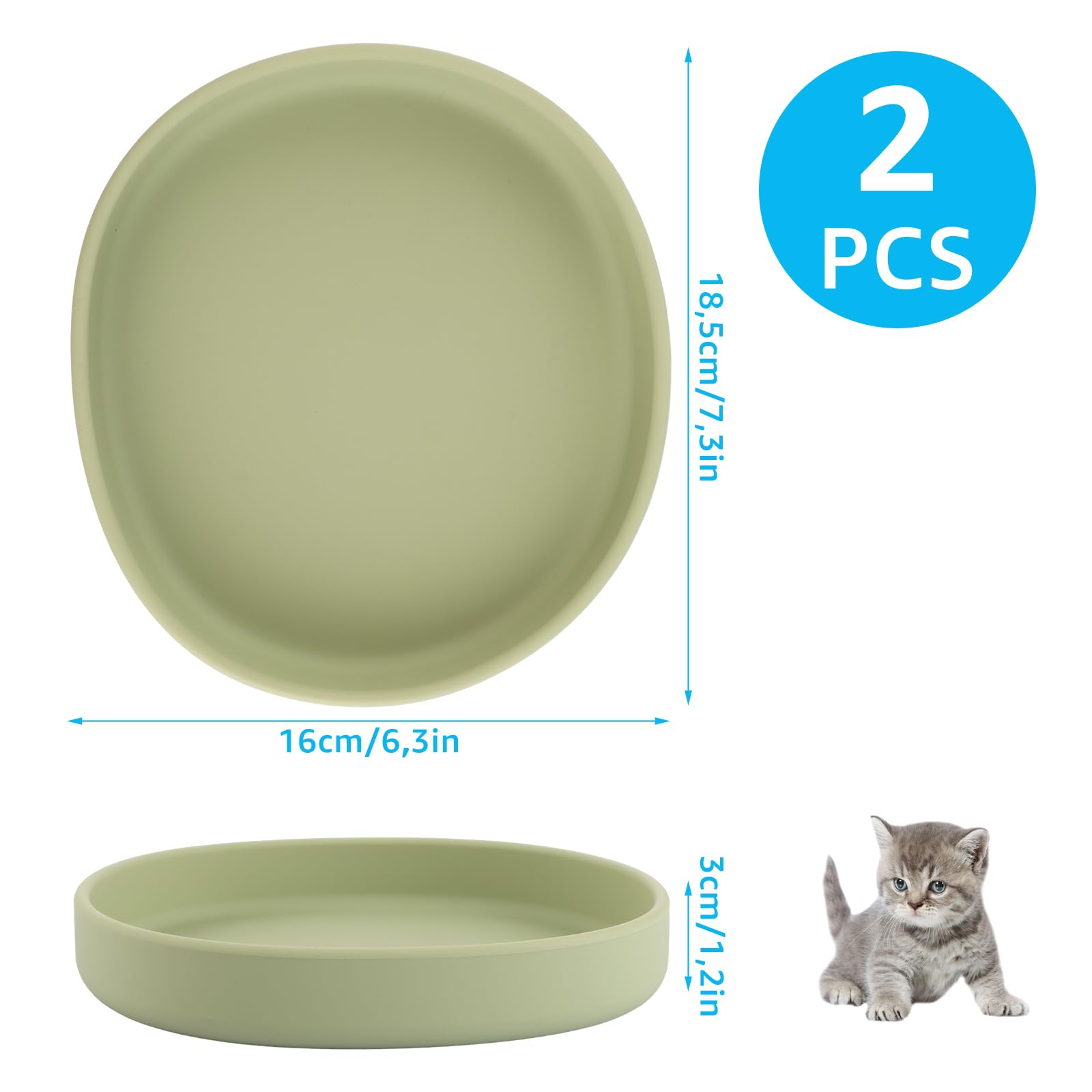 Silikon Katzenfutternapf Flach – 15 Cm Durchmesser, 2er Set, Für Trocken-/Nassfutter, Spülmaschinengeeignet