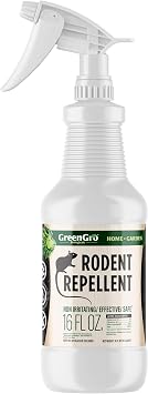 GreenGro Rodent Repellent Spray - Organic Cedar & Cinnamon Oil for Pest Control/Mice, Rat, Vole & Squirrel Repellent/Non-Toxic/Safe for Pets/Use for Home, Garden, Garage, RVs (16oz)