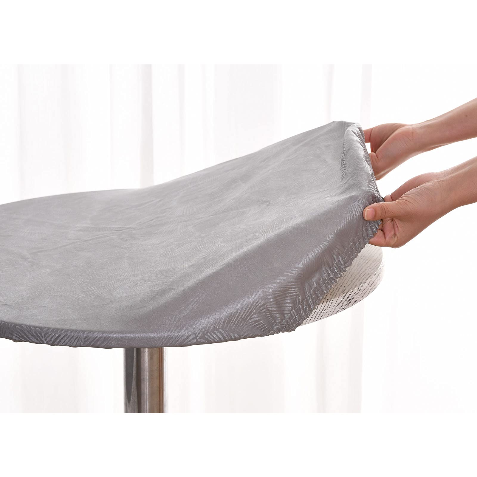 CAMZ Round Tablecloth Fitted for Outdoor, 24in Table Cover Waterproof Vinyl Table Cloth with Elastic Edge Wipe Clean Table Protector for Patio Dining