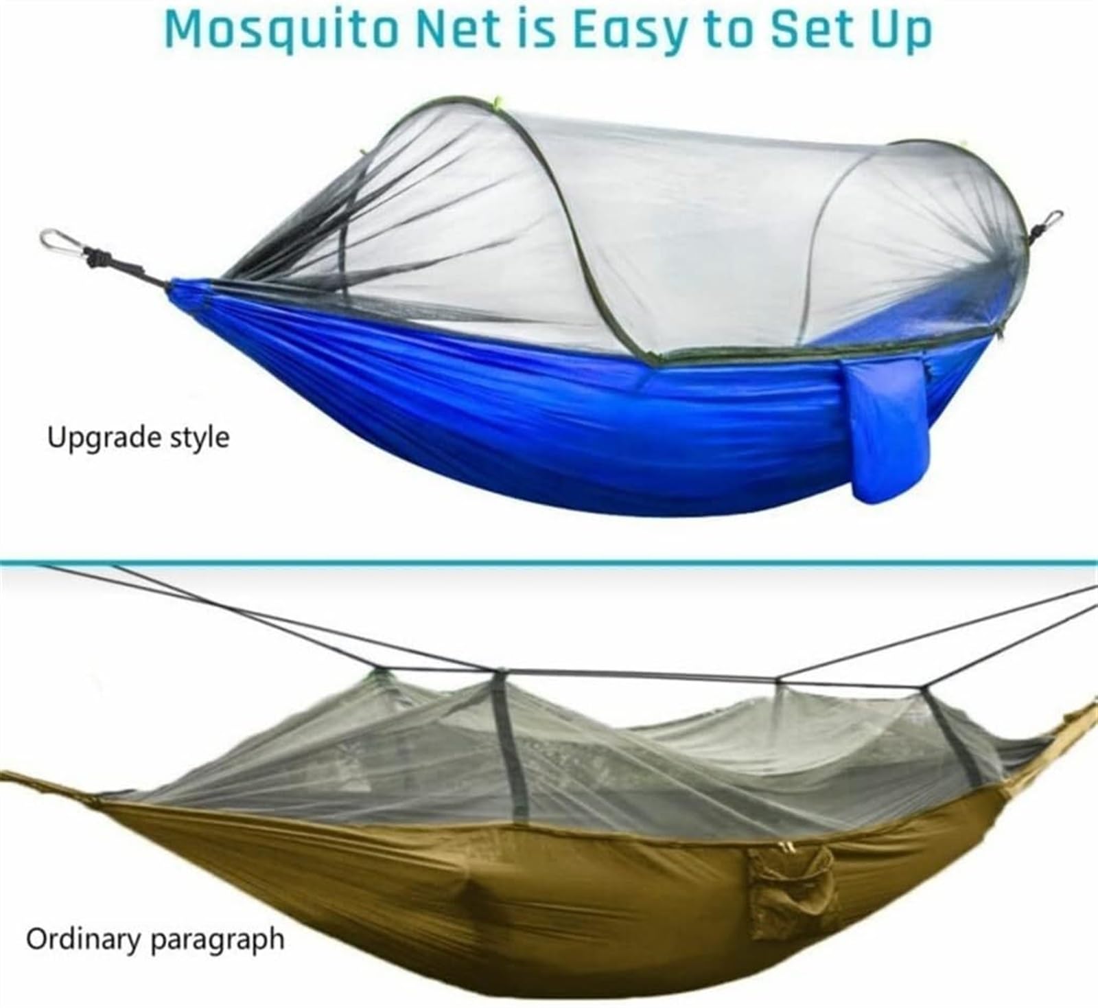 Hamak Ultralekki, Hammock 290x140 Cm Hamak Kempingowy Moskitiera, Przenośny Z Siatką Pojedynczą Lub Podwójną, Namiot Hamakowy Do Podróży na Kemping, na Zewnątrz