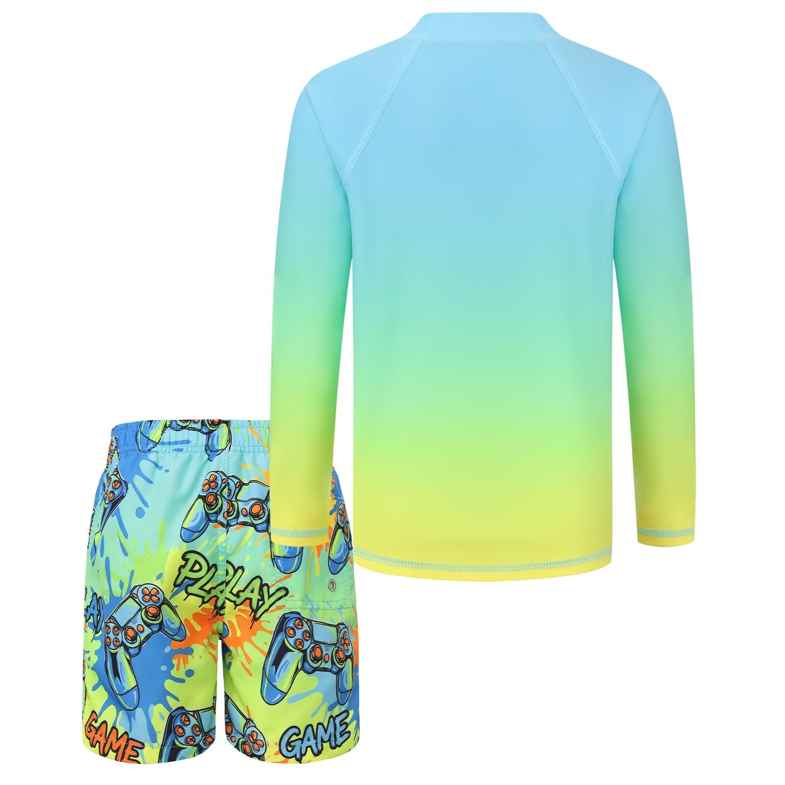Maillot de bain 2 pièces pour garçon Doublure de compression Maillot de bain à manches longues pour enfants de 4 à 16 ans