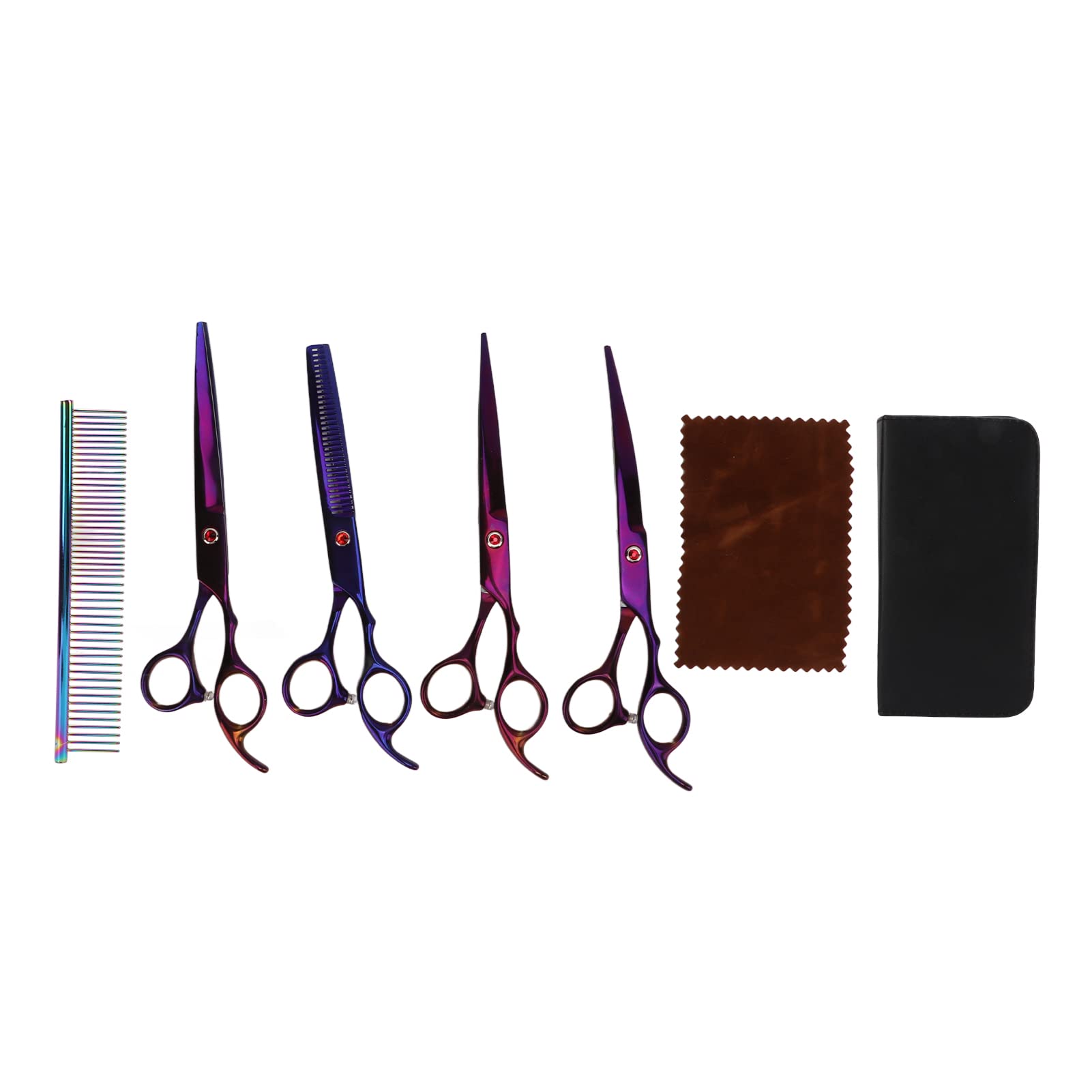 Zerodis Set de Tijeras de Peluquería para Mascotas, Kit de Aseo para Mascotas con 4 Tijeras y Peine de 19,05 Cm, for Recorte de Pelo y Desenredado de Pequeñas
