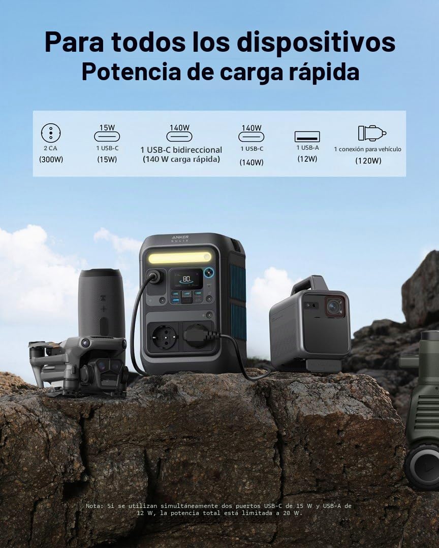 Anker SOLIX C300X Estación de energía portátil 288Wh | 600 W