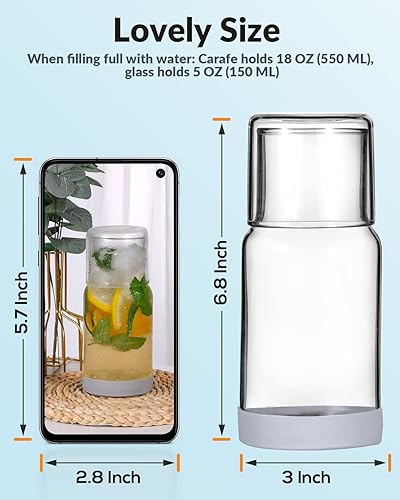 Miniatura 6 de Juego de jarra de agua y vidrio para mesita de noche, jarra de agua nocturna con vaso, dispensador de enjuague bucal de vidrio transparente para