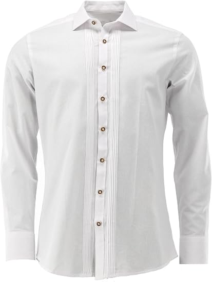 ALMBOCK Trachtenhemd Herren Weiß – Slim Fit Mit Kent