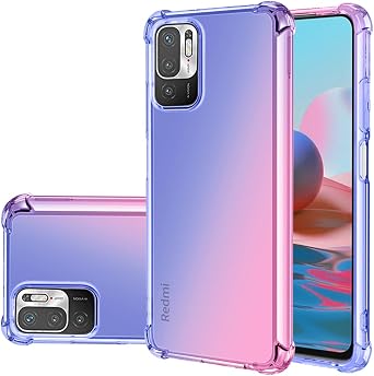 Case for Xiaomi Redmi Note 10 5G/Poco M3 Pro 5G, Gradient Slim Anti Scratch Soft TPU Phone Cover, Shockproof Protective Case for Xiaomi Redmi Note 10 5G Blue/Pink