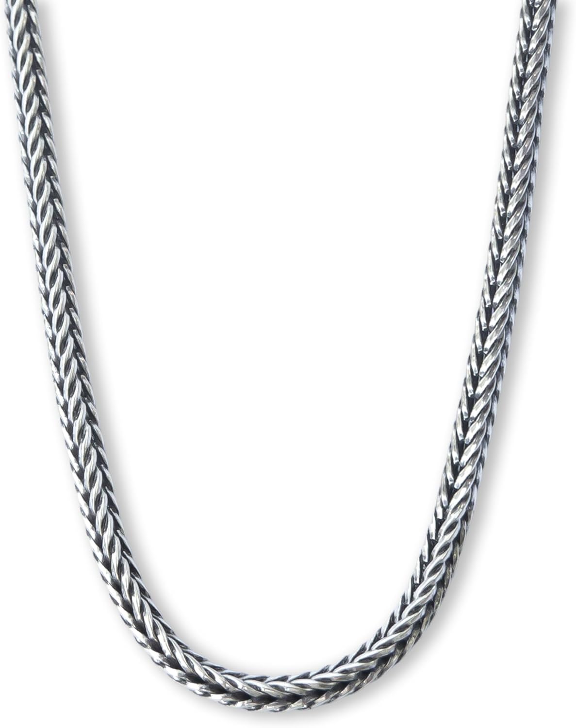 Solid 925 Sterling Silver Foxtail Chain Necklace, Width 1.5mm - Oxidized Non-Tarnish Unisex Snake Design Wheat Chain Necklace for Men Women 17.7" 19.7" 21.6" 23.6" Inch - Handmade