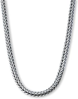Solid 925 Sterling Silver Foxtail Chain Necklace, Width 1.5mm - Oxidized Non-Tarnish Unisex Snake Design Wheat Chain Necklace for Men Women 17.7" 19.7" 21.6" 23.6" Inch - Handmade
