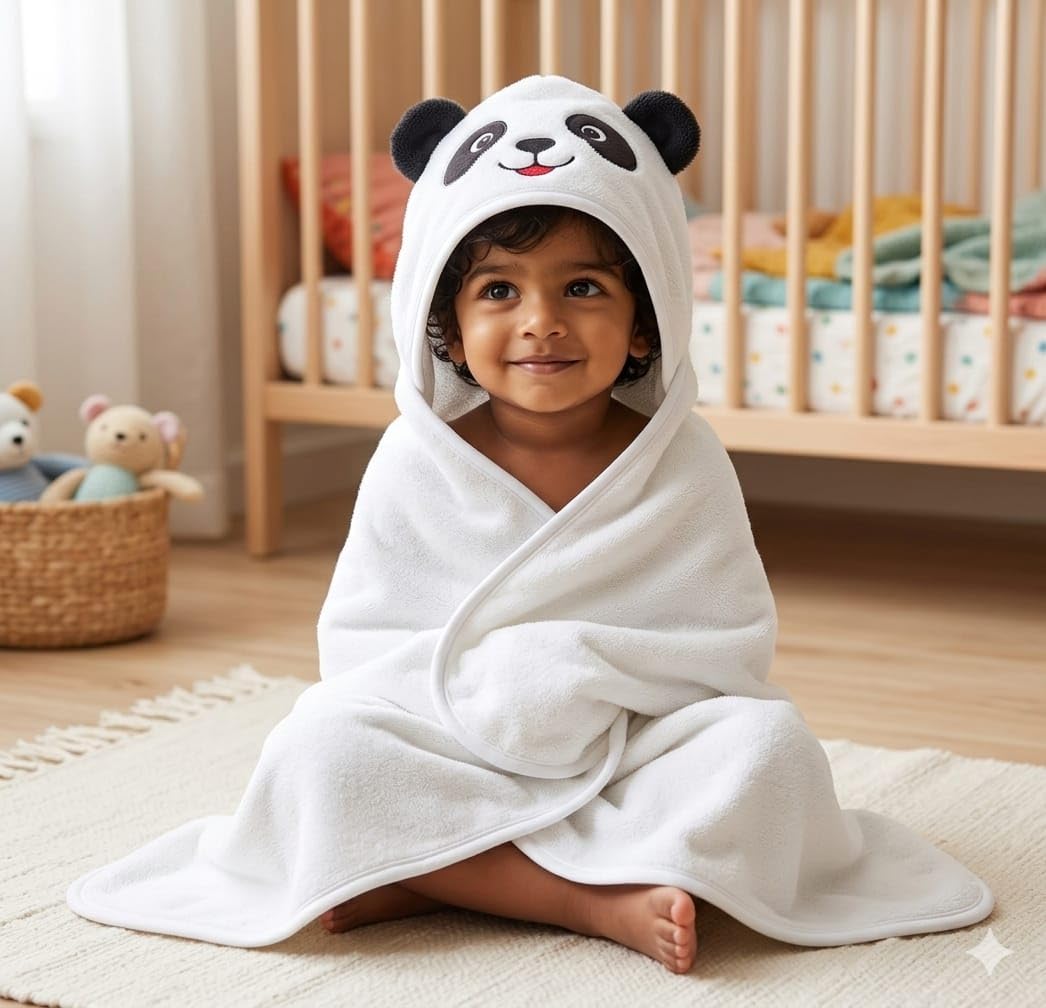 Butterthief Hooded Baby Wrapper Cum Baby Bath Towel – Super Soft Fur Newborn Baby Blanket, Infant Swaddle Wrap & Kids Hooded Towel for Baby Boys & Girls (0–3 Years) | White Panda Design-image-19