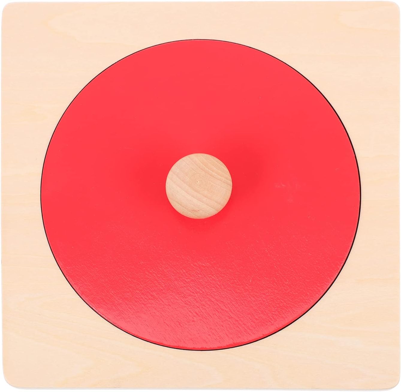 Montessori Mirror, Baby Mirror Knob Puzzle Toy, Round Wooden Geometric