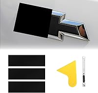 QianBao Black Vinyl Wrap Kit for Chevy Bowtie Emblem 11.8x4" - Durable 3PC Overlay with Squeegee & Cutter, Universal Sticker