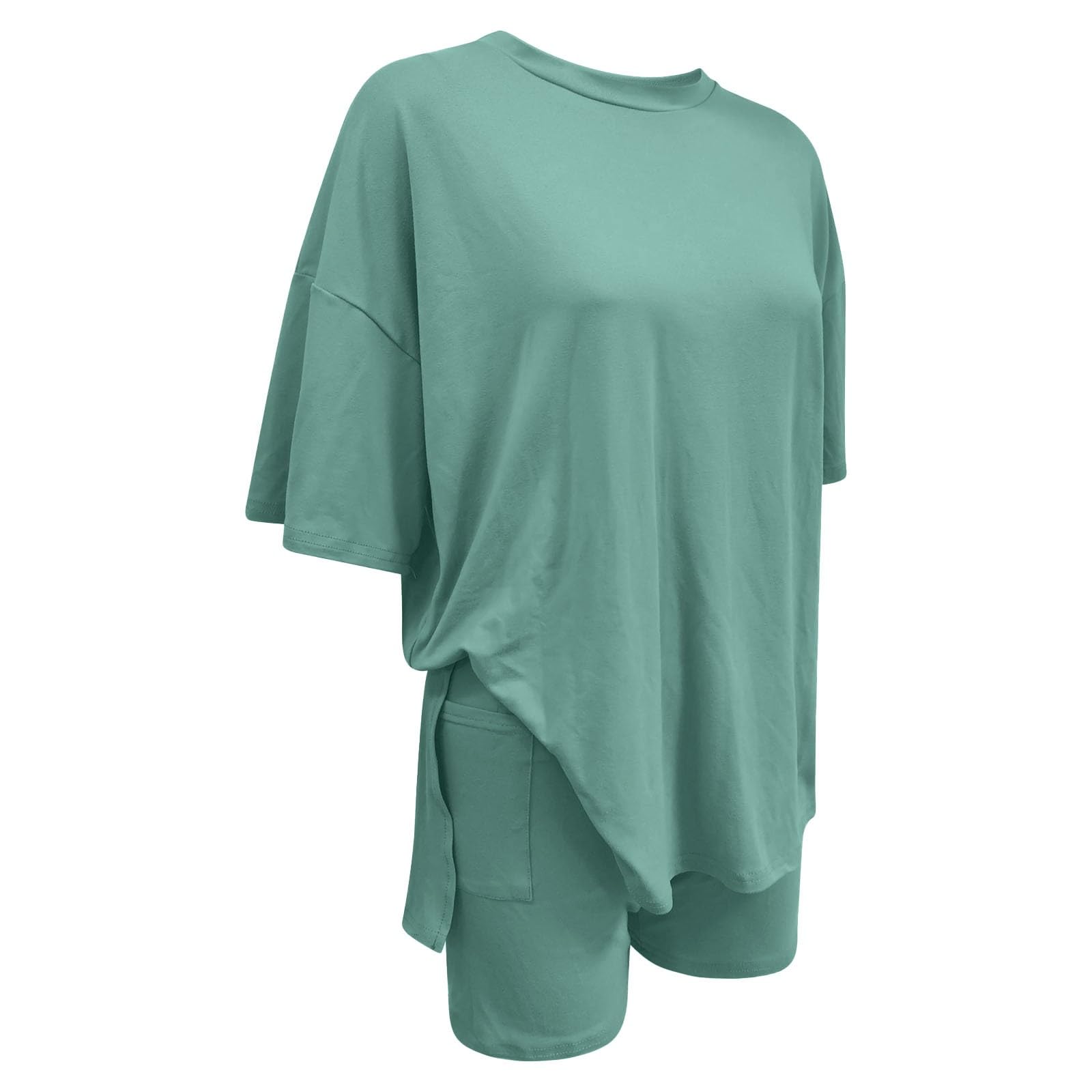 Generisch Trendiger Sommer-Shorts-Anzug Für Den Alltag Und Den Urlaub, Stilvolles Rundhals-Design, Einfarbiges Outfit, Ideal Für Sommerabenteuer Mit Turnschuhen, Leichter Freizeitanzug