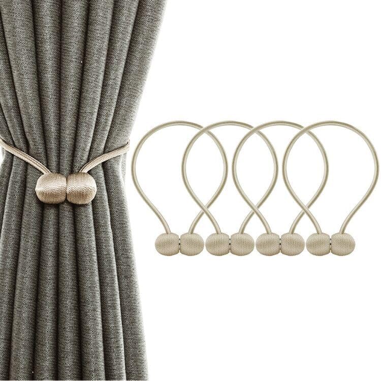 Alzapaños magnéticos fuertes para cortinas, soportes decorativos para cortinas tejidas, hebillas y cuerdas para cortinas de ventana (beige, 4
