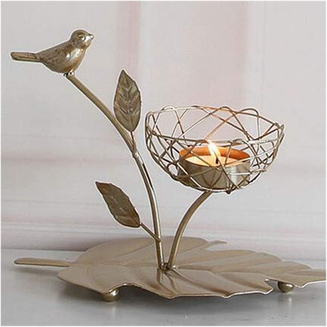 Zhangqian Metal Candlestick,Nordic Style Metal Leaf Geometric Candle Holder Wedding Home Table Decoration Tabletop Decorative TeaLight Candle Stands