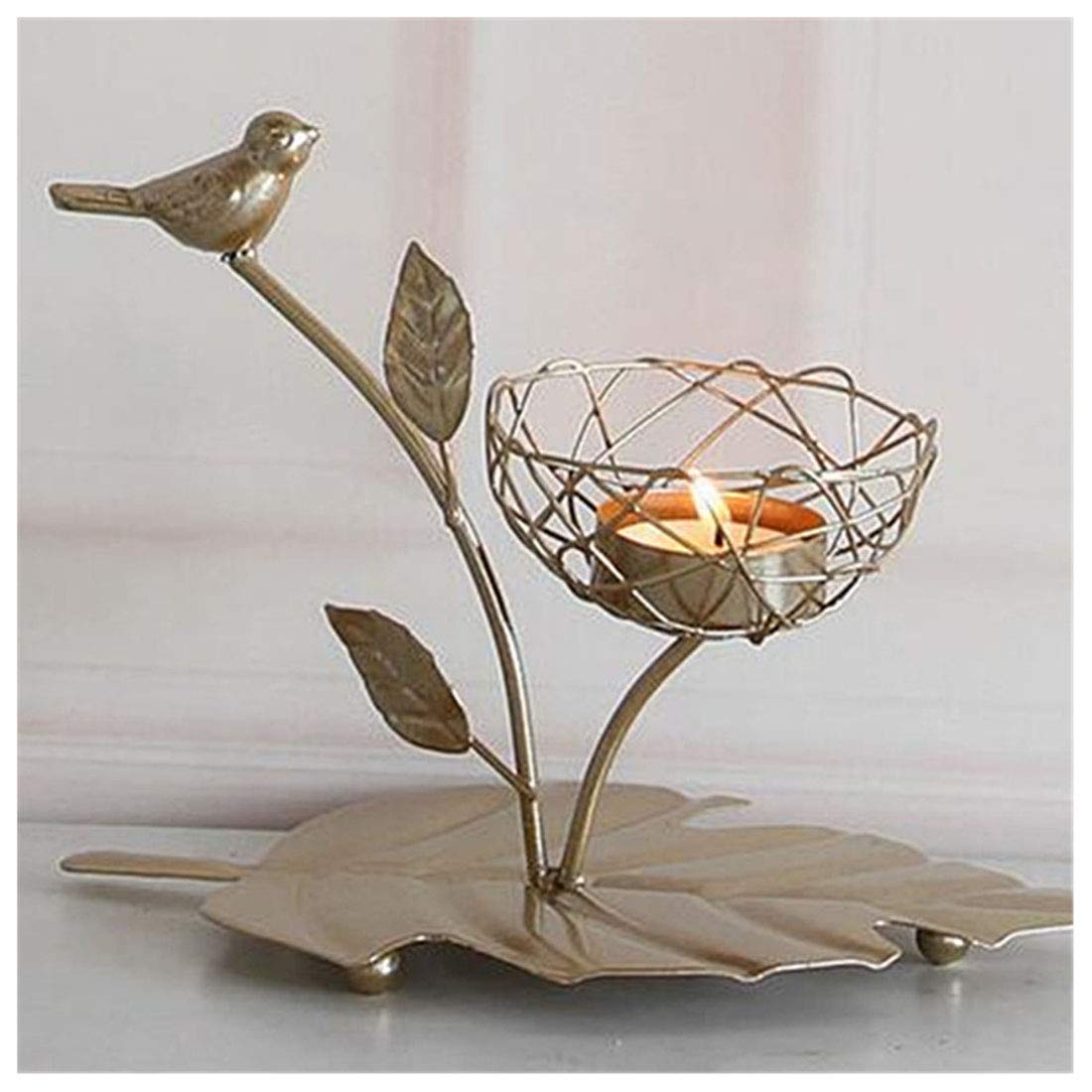 Zhangqian Metal Candlestick,Nordic Style Metal Leaf Geometric Candle Holder Wedding Home Table Decoration Tabletop Decorative TeaLight Candle Stands