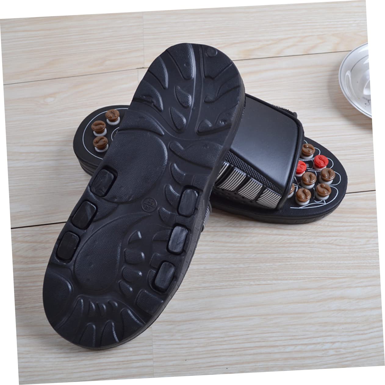 Pantoufles de Massage des Pieds à Acupression Marron 40 | Pu et Eva, Modèle Traditionnel Unisexe, Confort pour Hommes et Femmes, Usage Relaxant